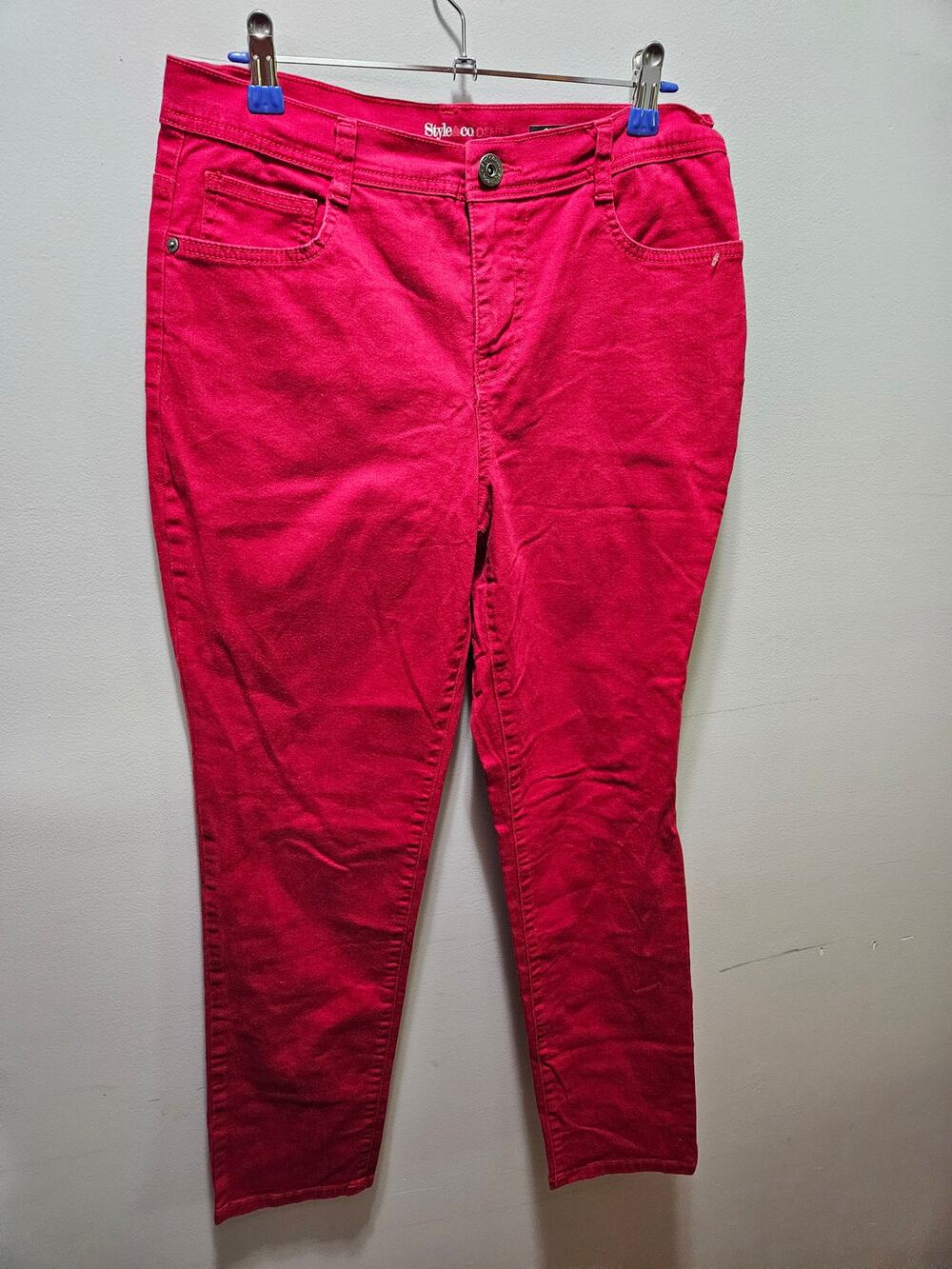 Style & Co Denim Red Slim Leg Jeans Size 10 Stretch Cotton Mid Rise